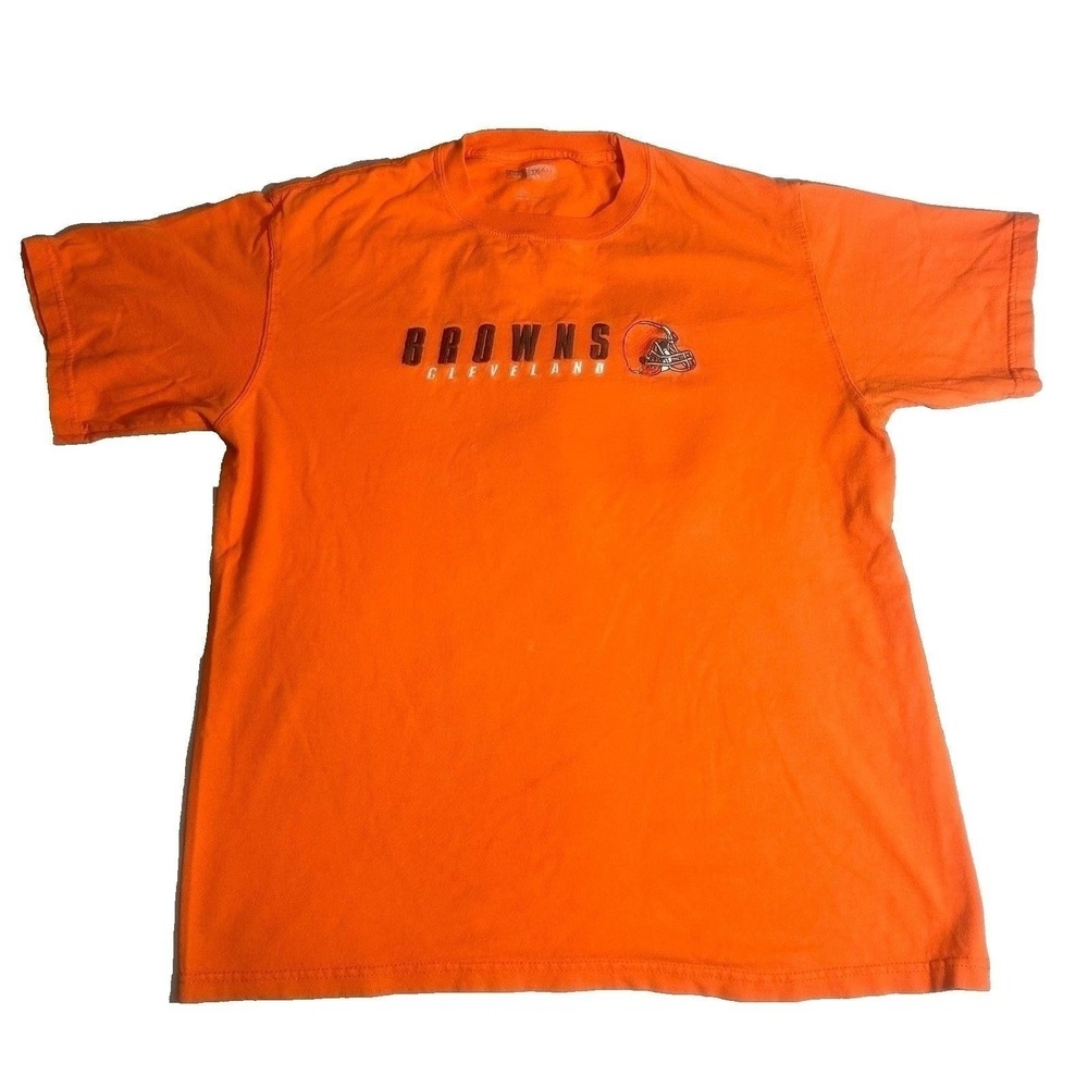 Team Apparel Mens L Cleveland Browns Graphic Tee Orange NFL Football Fan Shirt